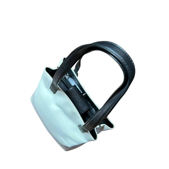 Coach Tote Bag Womens Medium White Canvas Black Leather Shoulder Purse L3J-7441 - Picture 4 of 12